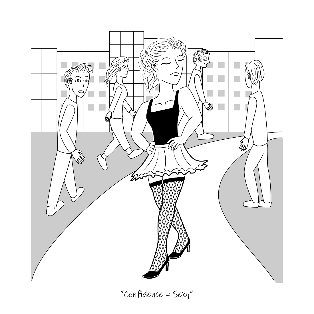 'Confidence = Sexy' cartoon illustration